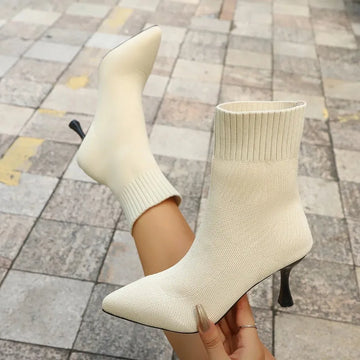 Lyzior™ Stretch Knit Ankle Boots – Women's Chic Slim-Heel Sock Booties for Autumn/Winter