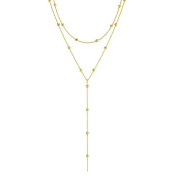 Lyzior™ Double Layered Tassel Necklace – Gold Long Chain Pendant